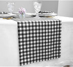 Solino Home 100% Pure Linen Table Runner Black, Gingham Check 14 x 90 in - Image 2