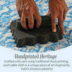 CPC Tablecloth 100% Cotton 72x190 Inch Indian Block Print Rectangle Table Cover, Washable Table Cloth for Weddings, Spring/Summer, Barbeque - Blue Sapphire - Image 5