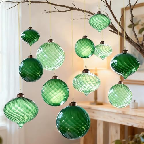 12Pcs Glass Christmas Balls for Christmas Tree by OuMuaMua