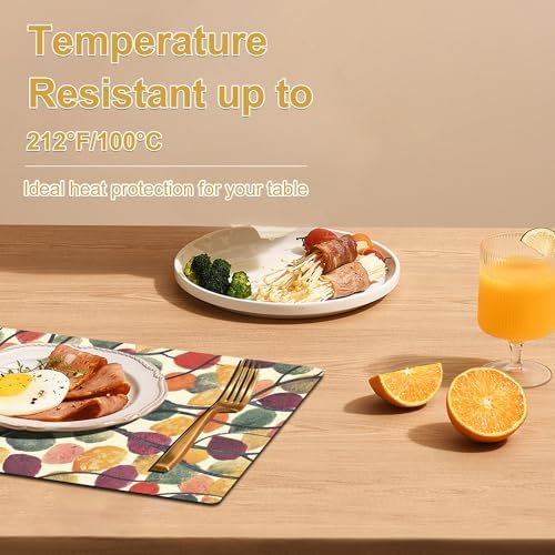 Rainbow Tree Placemats Set of 4 - Faux Leather Resistant Placemats for Dinner Table, Non-Slip Waterproof Oil-Proof Washable Reusable Placemat for Indoor Outdoor Kitchen Decor, 15.75In*11.81In - Image 2