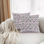 Ridhi Block Print Pink and White Pillow Cover 20" x 20" (Pack of 2) Decorative Couch Pillows for Living Room, Chic Boho Cute Outdoor Pillows Covers Gifts for Spring, Easter and Valentine - Image 3
