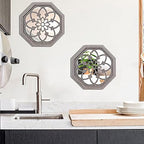 ZOLAPI 2 PCS Octagon Wall-Mounted Mirrors,Vintage Farmhouse Mirror for Wall Decor,Barn Wood Color Decorative Accent Mirror for Foyer, Bathroom, Bedroom. (12”x12”) - Image 4