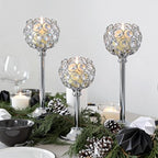 Silver Crystal Candle Holders Candlestick Holders - 4 Sets Tall Bling Bowl Candelabra Centerpieces for Dining Table, Wedding, Party & Fireplace Mantel Decor,12Pcs - Image 3