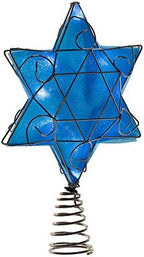 Kurt Adler Ul 10 Light LED Silver and Blue Hanukkah Star Shimmer Treetop by KurtSAdler