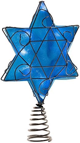 Kurt Adler Ul 10 Light LED Silver and Blue Hanukkah Star Shimmer Treetop by KurtSAdler