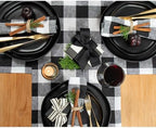 Solino Home 100% Linen Table Runner, 14 x 108 in, Black and White Check - Image 3