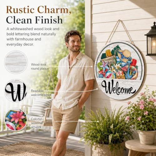 16-in-1 Interchangeable Seasonal Welcome Sign Front Door Porch Home Decor - Image 5