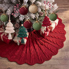 Thenshop 48 Inch Chunky Cable Knit Christmas Tree Skirt, Burgundy - Image 3