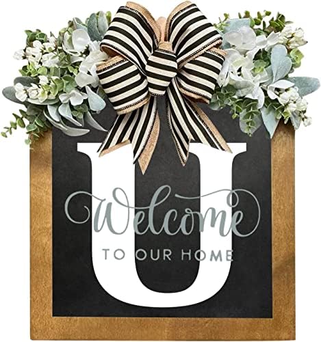16'' Personalized Last Name Welcome Sign, Door Wreaths for Front Door Outside, Spring Wreath for Front Door Decor, Farmhouse New Home Gifts for Home (U) by Jxueych