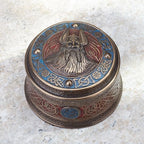 Veronese Norse God Odin Viking Round Stash Box Cold Cast Resin Bronze Finish Sculpture - Image 4