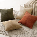 MIULEE Rust-Olive Green Decorative Throw Pillow Covers 20x20 Inch Set of 4 Boho Color-Clash Cushion Cases Farmhouse Pillow Cases Corduroy Striped Home Decor for Couch Sofa Living Room Bed - Image 3