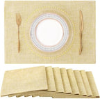 homing Faux Cotton Linen Placemats Set of 8, Cloth Dining Table Mats by homing