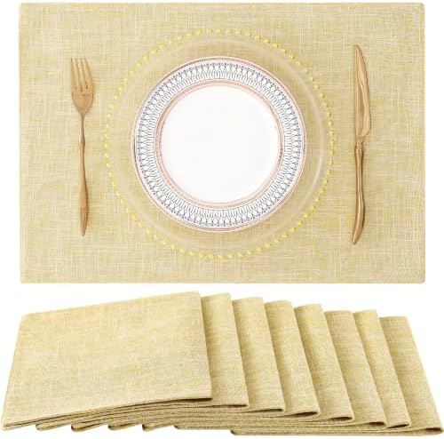 homing Faux Cotton Linen Placemats Set of 8, Cloth Dining Table Mats by homing