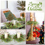 12 Pcs Artificial Christmas Candle Rings 9 Inch Cedar Pine Garland Wreaths with Red Berries Pinecones Wreaths Pine Needles Candle Ring Holder for Christmas Winter Decorations Table Centerpiece - Image 6