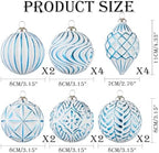 16Pcs Vintage Rustic Christmas Ball Ornaments - Large Shatterproof Neutral Christmas Ornaments Set Farmhouse Christmas Decor for Xmas Tree Home Party Holiday (Blue) - Image 2