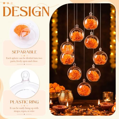 10 Sets Diwali Marigold Decor with Plastic Fillable Orbs Hanging Ornaments - Image 3