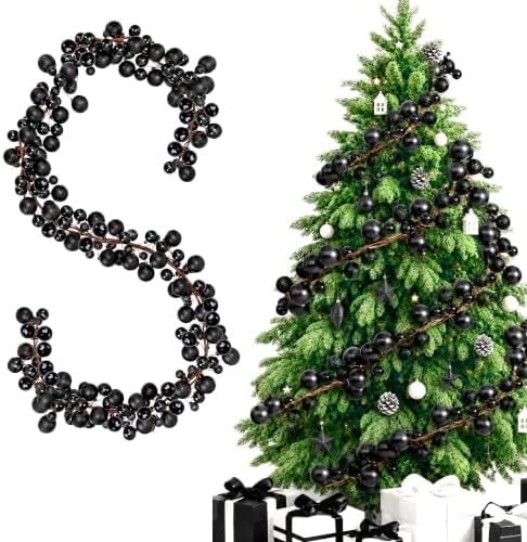 9ft Black Christmas Ball Garland Ornaments, Gothic Christmas Trees Garland by LFUTARI