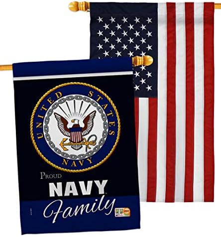 Navy Proudly Family House Flag - Pack Armed Forces USN Seabee United State American Military Veteran Retire Official USA Embroidery - Banner Small Garden Yard Gift Double-Sided Made In 28 X 40 by Breeze+Decor