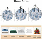 Water Blue Coral Round Storage Bag 24 Inch, Summer Shell Starfish Marine Life Clothes Storage Container with Handles Heavy Duty Organizer for Comforter, Bedding & Holiday Wreaths - Image 7