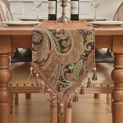 Loom and Mill Vintage Paisley Jacquard Table Runner 13x72 inch, Multi Color by LoomandMill