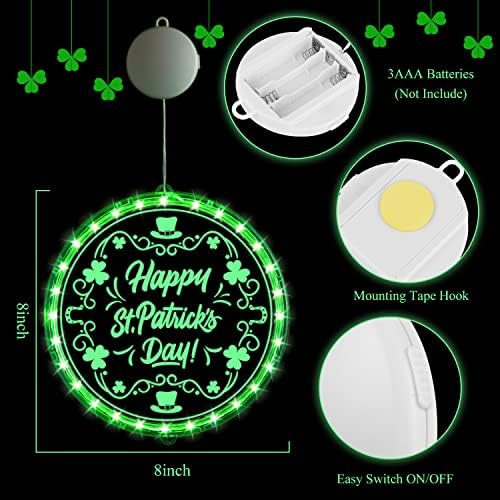 St. Patricks Day Decoration Window Light, Lighted Up Green LED Light, 2Pack - Image 2