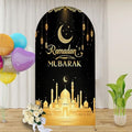 6.6FT Arch Backdrop Cover Black Gold Eid Ramadan Mubarak Photography Holiday Welcome Crescent Wedding Arch Cover Spandex Fitted Stretchy Backdrop Stand Covers for Birthday Party Wedding Decoration by Unknown