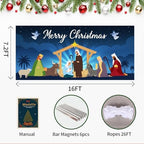 Garage Door Christmas Cover 7x16FT: Garage Nativity Scene Decorations with Bar Magnets & Ropes, Holiday Garage Door Banner Decorative Xmas for Indoor Outdoor [Include Installation Instructions] - Image 3