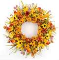 JINGHONG Fall Wreaths for Front Door 22 Inch Artificial Fall Wreath Floral Autumn Wreath with Colorful Daisies Orange Foliage for Indoor Outside Door Harvest Festival Thanksgiving Day Celebration by JINGHONG