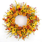 JINGHONG Fall Wreaths for Front Door 22 Inch Artificial Fall Wreath Floral Autumn Wreath with Colorful Daisies Orange Foliage for Indoor Outside Door Harvest Festival Thanksgiving Day Celebration by JINGHONG