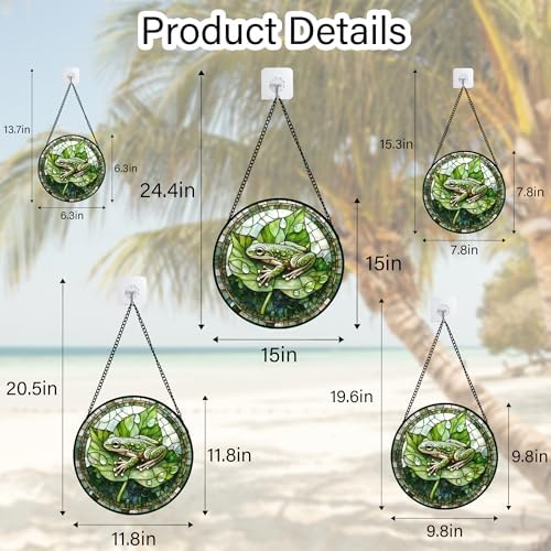 Green Frog Lily Pond Stained Glass Window Hanging Suncatcher Gifts 9.8" - Image 6