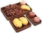 YANGQIHOME Rattan Serving Tray Set of 3, Rectangular Woven Tray, Natural Wicker Decorative Serving Tray, CoffeeTabletop Vanity Organizer, Bathroom Kitchen Counter,Dark Brown - Image 7