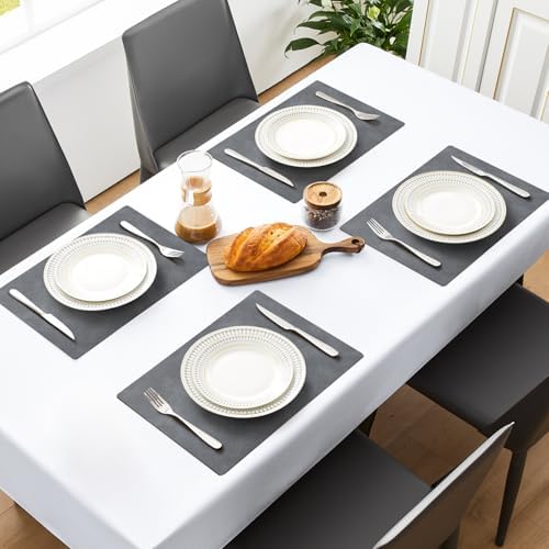 MOSAYT Vinyl Faux Leather Placemats, Set of 6, Grey - Image 2