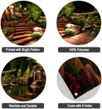 Garden Garage Door Banner 6 x 13 FT, Waterfall Pond Night Garden Garage Door Cover, Scenic Stone Path Landscape Outdoor Garage Door Decorations with Lanterns & Flowers, Nature Backdrop (Courtyard) - Image 7