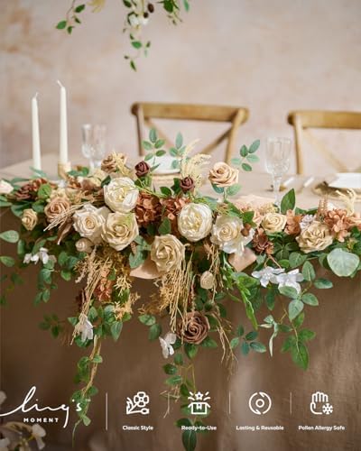 Ling's moment Brown Artificial Flower Garland Wedding Arch 9 FT - Image 4