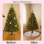 Ridhi Garnet Red Hand Block Print Cotton Christmas Tree Skirt 70 Inch - Image 3