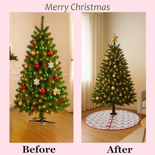 Ridhi Garnet Red Hand Block Print Cotton Christmas Tree Skirt 60 Inch - Image 3