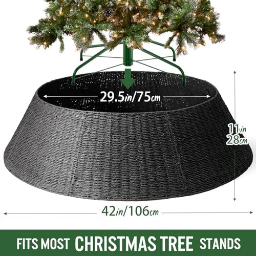 Hommtina Christmas Tree Collar- 42",Christmas Tree Base Christmas Basket Collar for Home, Living Room,for Covering Tree Stand (Black4, 42 in) - Image 2
