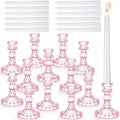Suclain 24 Pcs Glass Candle Holder Set 12 Candlestick White Candles,Pink by Suclain