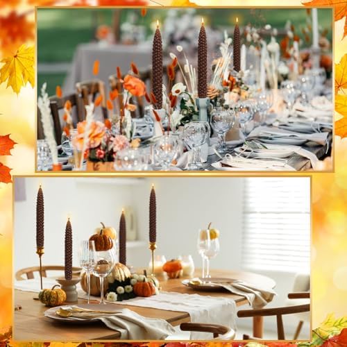 Nuanchu 6 Pcs Pinecone Shaped Taper Candles Brown Pinecone Candle Autumn Table Centerpieces Harvest Candlesticks Gifts Fall Farmhouse Decoration for Dinner Holiday Autumn Thanksgiving Harvest - Image 5