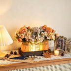 Mason Jar Centerpiece with Wood Tray – 3 Jars Orange & Beige Chamomile - Image 5