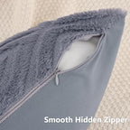 Pallene Fall Blue Grey Faux Fur Throw Pillow Covers 24x24 Set of 2 - Image 4