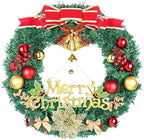 Christmas Wreaths for Front Door, Artificial Christmas Wreath with Bow, Bells, Berries, Gold Flowers and Holiday Decor Sign, Winter Wreaths for Fireplace, Windows, Wall Decor(20 Inches) by Unknown