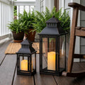 NEEDOMO Lanterns Decorative Outdoor&Indoor, Set of 2 Large Bronze Metal Lantern Decor with Glass, Candle Holder for Porch, Patio, Garden, Balcony, Wedding, Table Centerpiece Decor with LED Candles by NEEDOMO-LightUpYourSpace