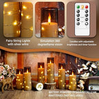 Flameless LED Candles with Timer 24 Pc Flickering Flameless Candles for Romantic Ambiance and Home Decoration Stable Acrylic Shell,with Embedded Star String，Battery Operated Candles（Grey） - Image 2