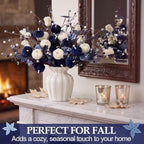 Suncalla 6 Pcs Blue Pumpkin Picks Decor Artificial Fall Flowers Decorations - Image 5