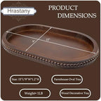 Hrastany Oval Wood Decorative Tray for Coffee Table, Retro Brown - Image 3