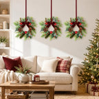 10 PCS Mini Christmas Wreaths for Cabinets 9" Christmas Kitchen Cabinet Small Wreaths with Red Ball Red Berry Pine Needles for Indoor Outdoor Farmhouse Home Wall Window Festival Wedding Decor - Image 6