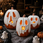 Halloween Decorations - 11" H Resin Ghost Pumpkin with Flameless Candle for Indoor Outdoor - Cute Spooky Decoration Tables Centerpieces Halloween Decor for Porch Home Front Door Mantel by Thigreact