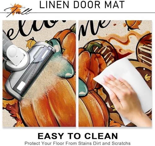 Welcome Fall Pumpkin Decorative Front Door Mat, Autumn Wreath - Image 5