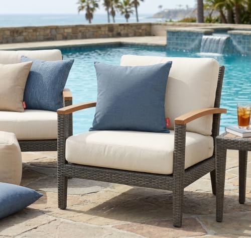 Outdoor/Indoor Sunbrella Throw Pillows Square Set of 2 Pieces 24 inch x 24 inch Spectrum Denim - Cover Only, Insert Not Included - Image 4